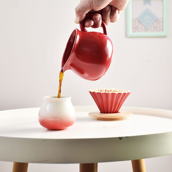 Set ceramic pour-over cafea pentru 1–2 porții, filtru conic origami și recipient comun cu capac
