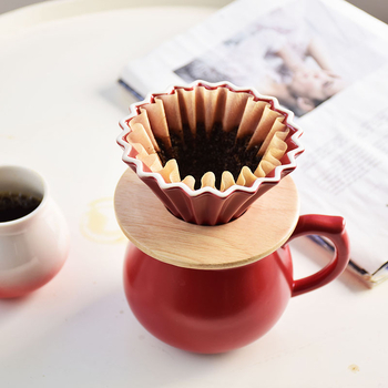 Set ceramic pour-over cafea pentru 1–2 porții, filtru conic origami și recipient comun cu capac