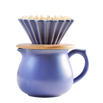 Set ceramic pour-over cafea pentru 1–2 porții, filtru conic origami și recipient comun cu capac
