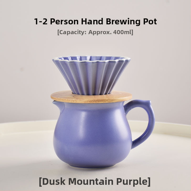 Set ceramic pour-over cafea pentru 1–2 porții, filtru conic origami și recipient comun cu capac
