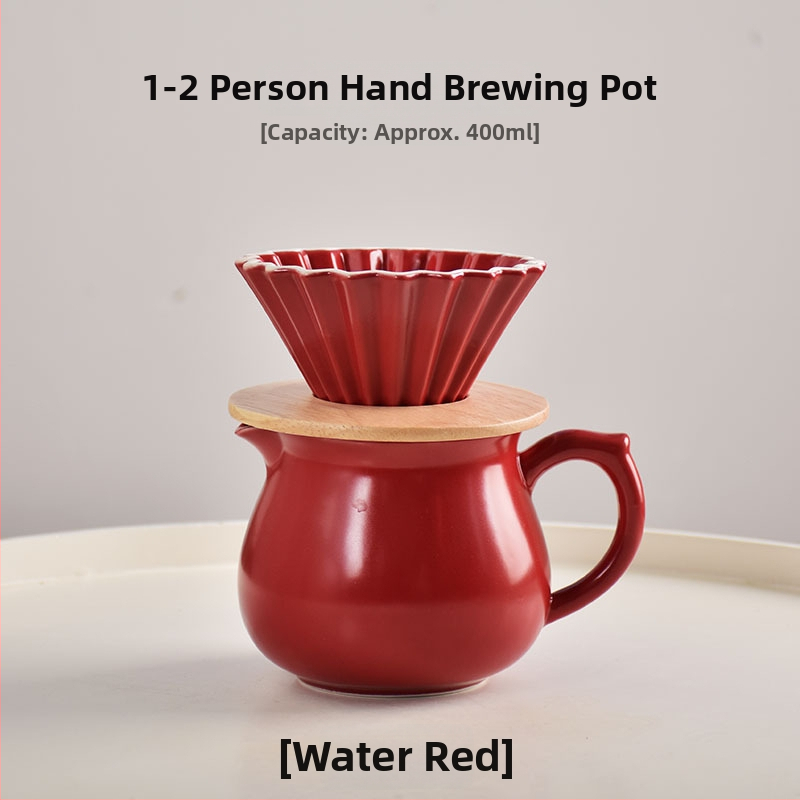 Set ceramic pour-over cafea pentru 1–2 porții, filtru conic origami și recipient comun cu capac