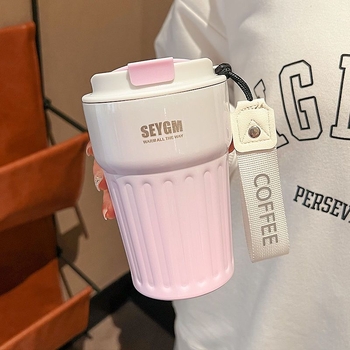 Termos cafea cu gradient de culoare, din oțel inoxidabil, izolat, portabil pentru femei și studente