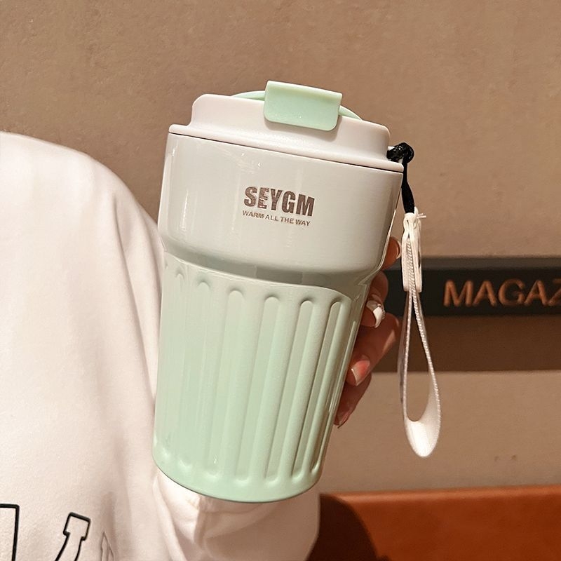 Termos cafea cu gradient de culoare, din oțel inoxidabil, izolat, portabil pentru femei și studente