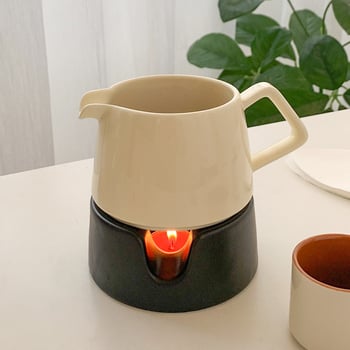 Set ceramic pentru cafea: ceașcă cu filtru pentru preparare manuală, filtru-funelă și oală de cafea