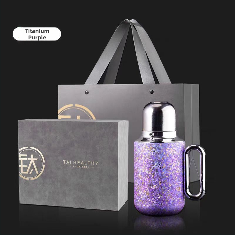Ceainic izolant din titan pur cu infuzor, termos portabil pentru ceai și cafea – pentru casă, birou și călătorii