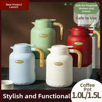 Termos pentru cafea cu interior din sticlă, capacitate mare, izolație termică 12–24 ore, pentru casă și birou
