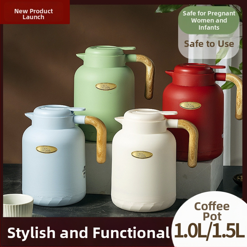 Termos pentru cafea cu interior din sticlă, capacitate mare, izolație termică 12–24 ore, pentru casă și birou