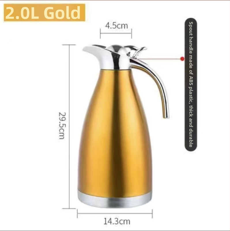 Termos din oțel inoxidabil 304, izolație vid, 2 L, carafă mare pentru cafea, pentru hotel și restaurant, multifuncțional, pentru toamnă-iarnă