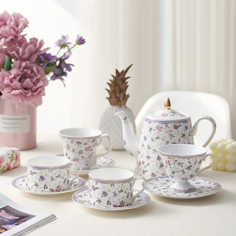 Set de cești de cafea din ceramică și farfurioare, stil european pastoral, design britanic creativ pentru ceaiul de după-amiază