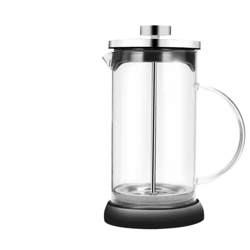 Presa franțuzească din sticlă, cu capac din lemn, sticlă borosiliatică rezistentă la temperaturi, pentru cafea și ceai verde