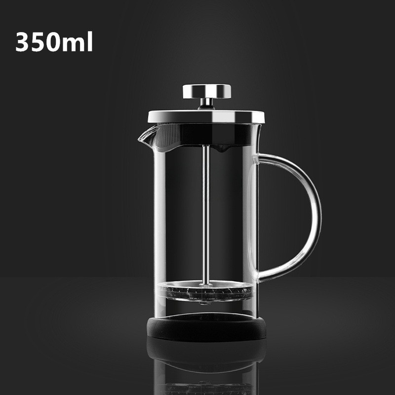 Presa franțuzească din sticlă, cu capac din lemn, sticlă borosiliatică rezistentă la temperaturi, pentru cafea și ceai verde