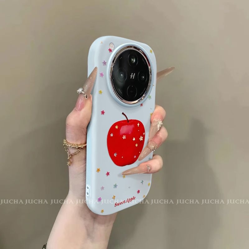 Silikonska zaštitna maska za Oppo Find X8 Ultra i Oppo Find X8S+ s umjetničkim dizajnom i šarenim zvjezdama jabuka
