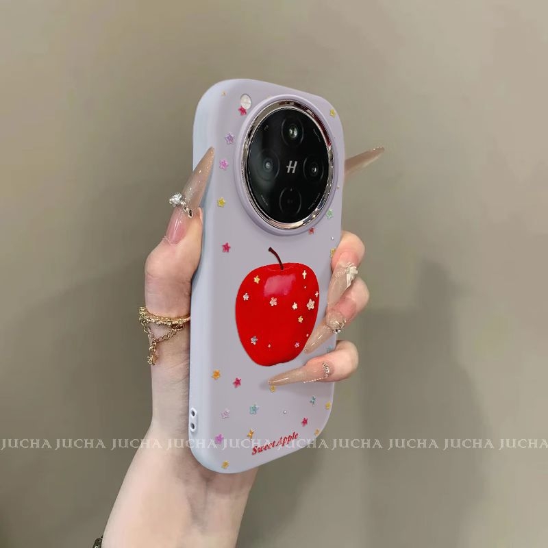 Silikonska zaštitna maska za Oppo Find X8 Ultra i Oppo Find X8S+ s umjetničkim dizajnom i šarenim zvjezdama jabuka
