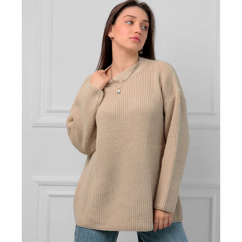 Női oversized kötött pulóver, plusz méret, hosszú ujjú