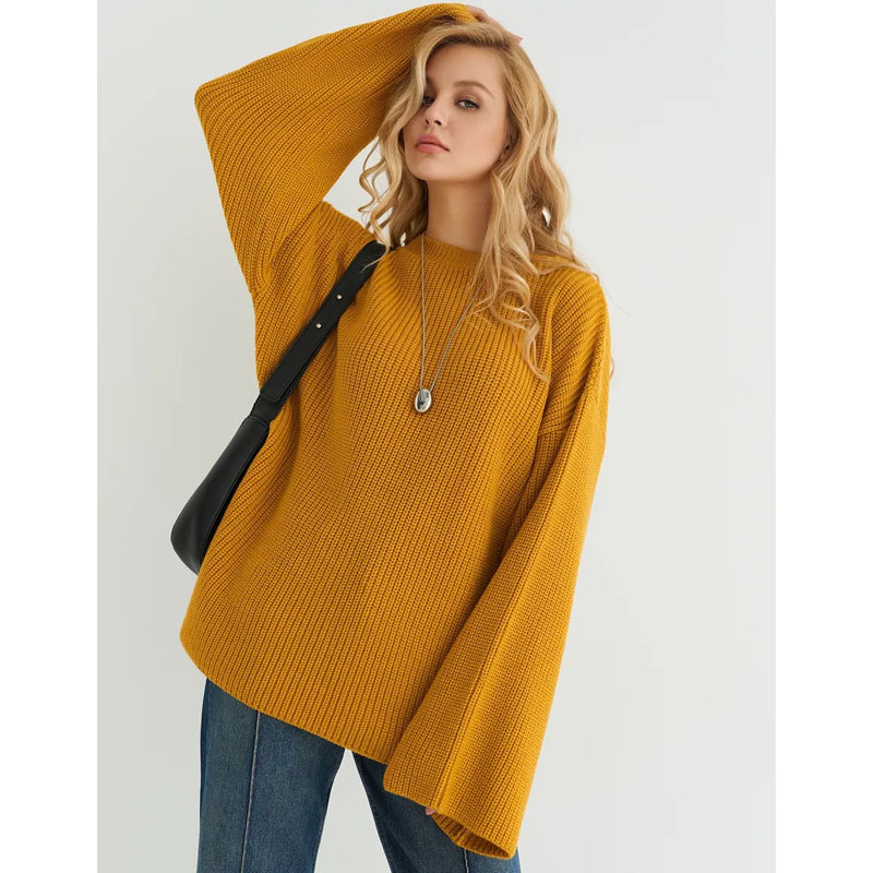 Női oversized kötött pulóver, plusz méret, hosszú ujjú