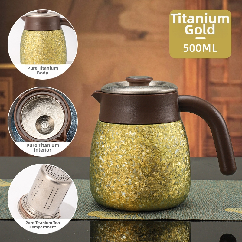 Ceainic de titan cu infuzor detașabil — mini termos izolat pentru uz casnic
