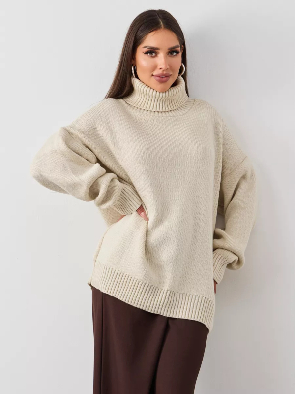 Női oversized kötött pulóver, laza szabású felső