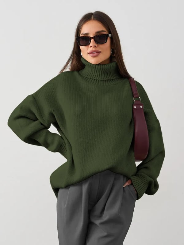 Női oversized kötött pulóver, laza szabású felső