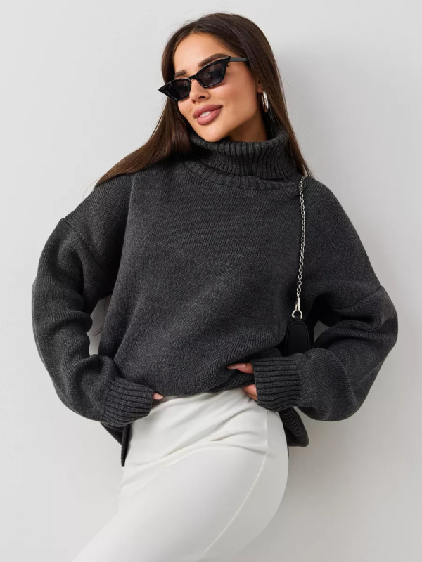 Női oversized kötött pulóver, laza szabású felső