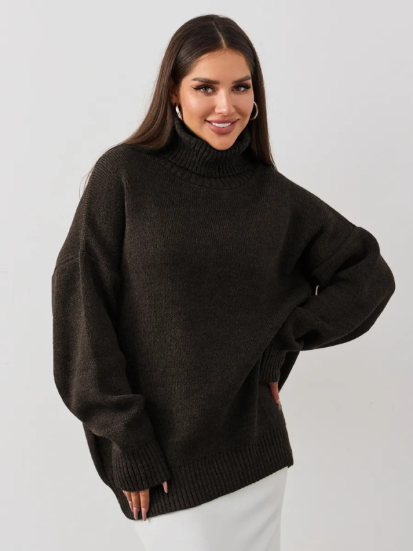 Női oversized kötött pulóver, laza szabású felső