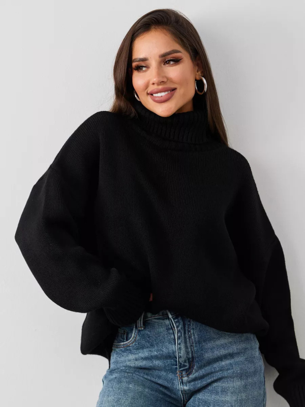 Női oversized kötött pulóver, laza szabású felső