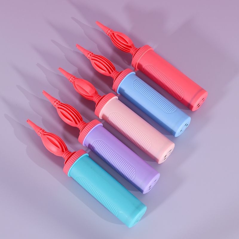 Pompa manuală din latex pentru baloane, culoare macaron, aparat portabil pentru umflarea balonelor și a inelelor de înot