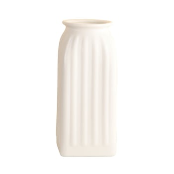 Vază albă din ceramică pentru flori uscate cu gypsophila, decor modern pentru sufragerie