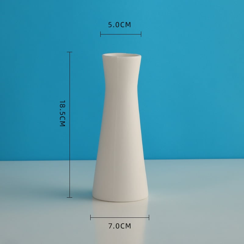 Vază albă din ceramică pentru flori uscate cu gypsophila, decor modern pentru sufragerie