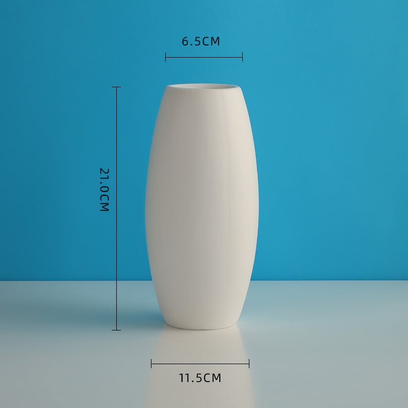 Vază albă din ceramică pentru flori uscate cu gypsophila, decor modern pentru sufragerie