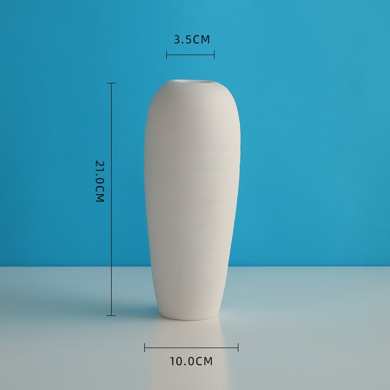 Vază albă din ceramică pentru flori uscate cu gypsophila, decor modern pentru sufragerie