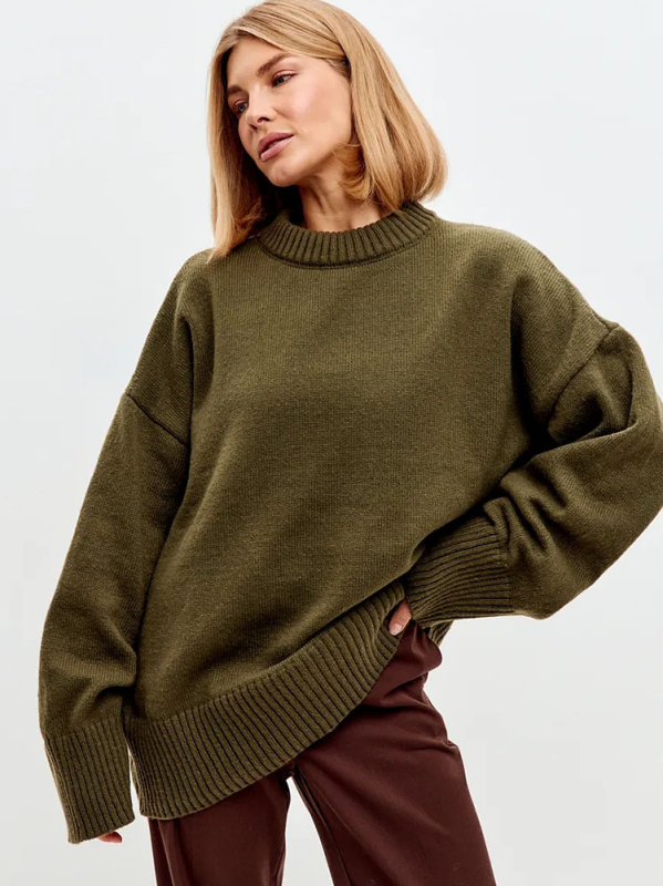 Női oversized kötött kapucnis pulóver