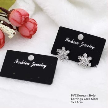 Μαύρη κάρτα σκουλαρικιών 3×5 cm με πλαστική συσκευασία, κάρτα γάντζου PVC για σκουλαρίκια, ετικέτα σκουλαρικιών με λογότυπο