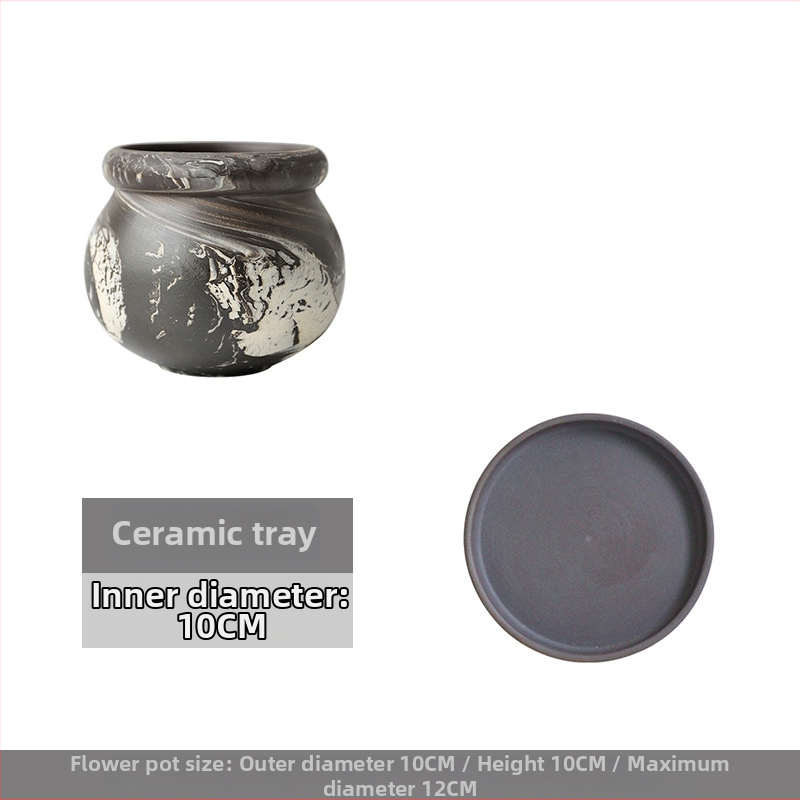 Ghiveci ceramic rotund, neglazurat, respirabil, lucrat manual