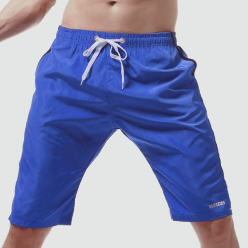 Pánske letné plážové šortky, voľný strih, veľká veľkosť, polyester, vrecká, rovný lem, UV ochrana, leto 2025