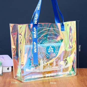 PVC laser tote τσάντα, προσαρμοσμένη πλαστική δώρου για διαφήμιση, τσάντα με έναν ώμο σε στυλ jelly για ρούχα και αγορές