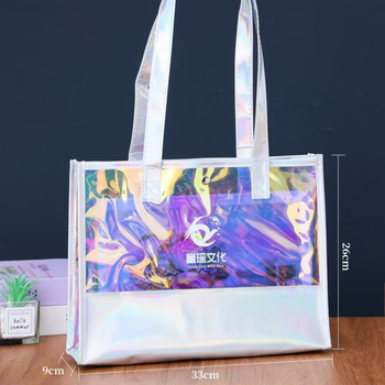 PVC laser tote τσάντα, προσαρμοσμένη πλαστική δώρου για διαφήμιση, τσάντα με έναν ώμο σε στυλ jelly για ρούχα και αγορές