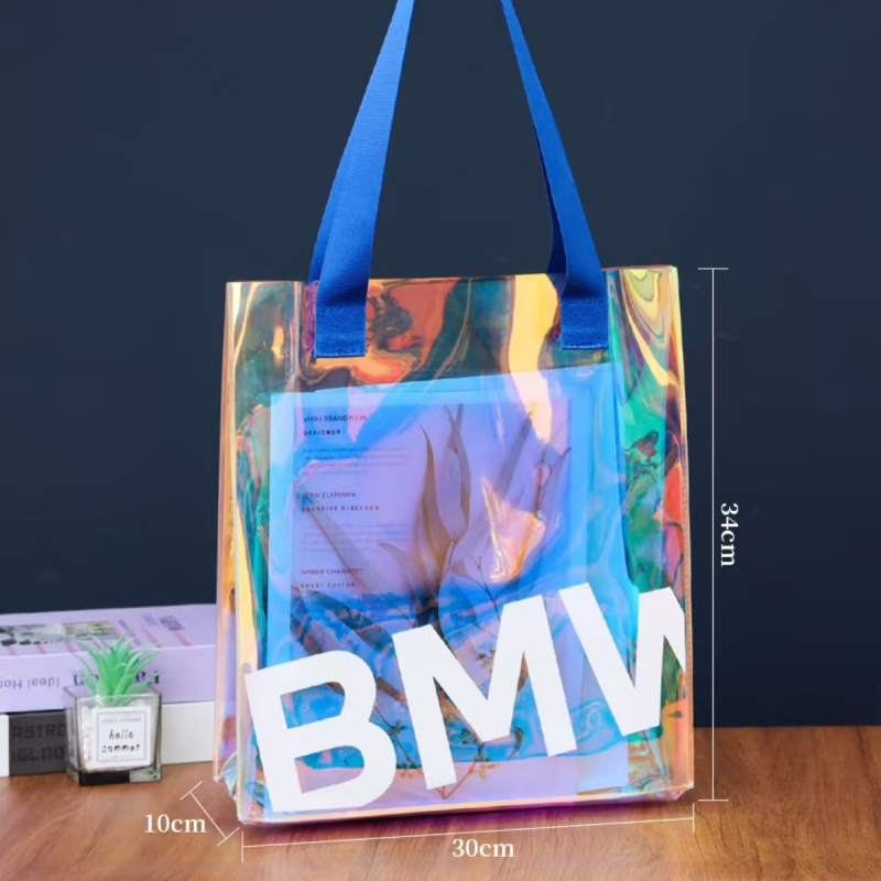 PVC laser tote τσάντα, προσαρμοσμένη πλαστική δώρου για διαφήμιση, τσάντα με έναν ώμο σε στυλ jelly για ρούχα και αγορές