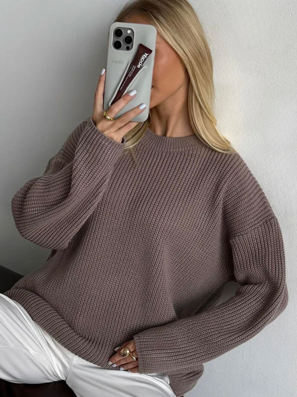 Női oversized kapucnis kötött pulóver, laza szabású felső
