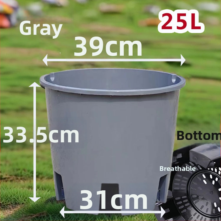 Ghiveci plastic pentru plante Blueberry, mare, rotund, aerisit, cu orificii laterale de drenaj și control al rădăcinilor, 30L/25L