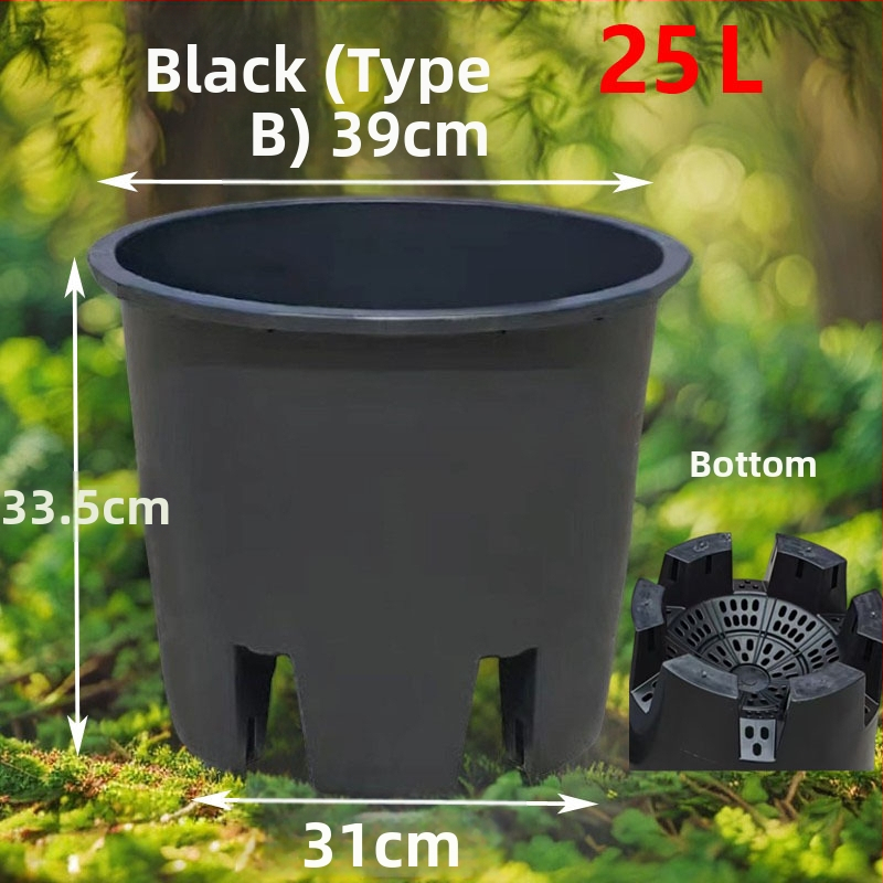 Ghiveci plastic pentru plante Blueberry, mare, rotund, aerisit, cu orificii laterale de drenaj și control al rădăcinilor, 30L/25L