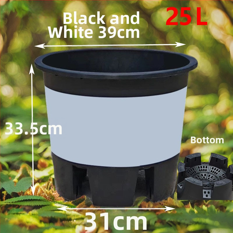 Ghiveci plastic pentru plante Blueberry, mare, rotund, aerisit, cu orificii laterale de drenaj și control al rădăcinilor, 30L/25L
