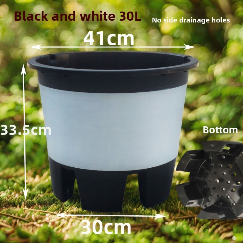 Ghiveci plastic pentru plante Blueberry, mare, rotund, aerisit, cu orificii laterale de drenaj și control al rădăcinilor, 30L/25L