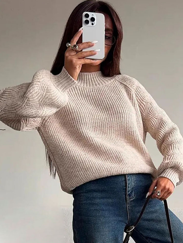 Női oversized kötött pulóver, lazán szabott