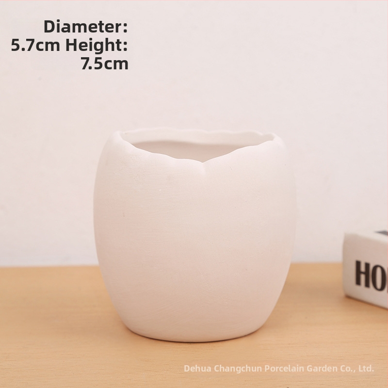 Ghiveci ceramic pentru suculente, în stil Nordic minimalist — neglazurat, respiră, absoarbe umezeala, ușor de colorat, finisaj rustic.