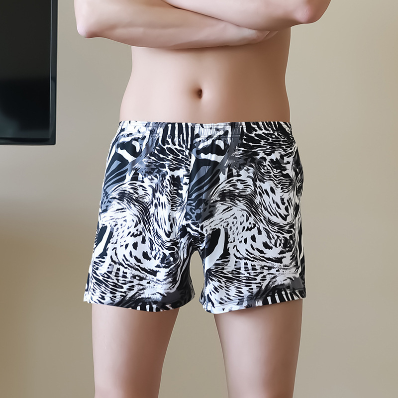 Férfi boxeralsó leopard mintával, légáteresztő poliészter