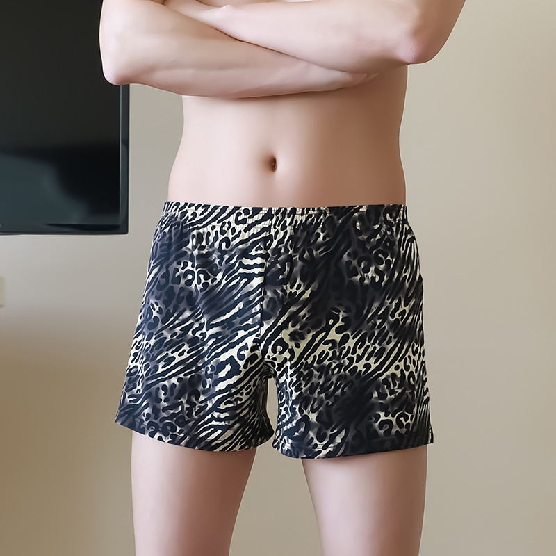 Férfi boxeralsó leopard mintával, légáteresztő poliészter