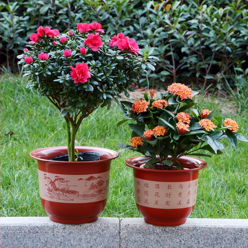 Ghiveci din plastic cu aspect ceramic, stil vintage, mare