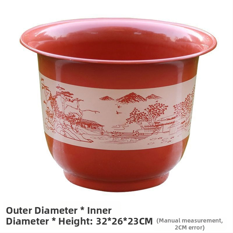 Ghiveci din plastic cu aspect ceramic, stil vintage, mare