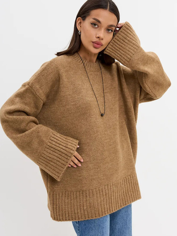 Női kapucnis oversized pulóver, kötött, laza szabás