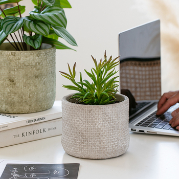 Ghiveci de ciment în stil nordic, minimalist și creativ, diametru mare, textură de in, pentru plante verzi, pothos și suculente